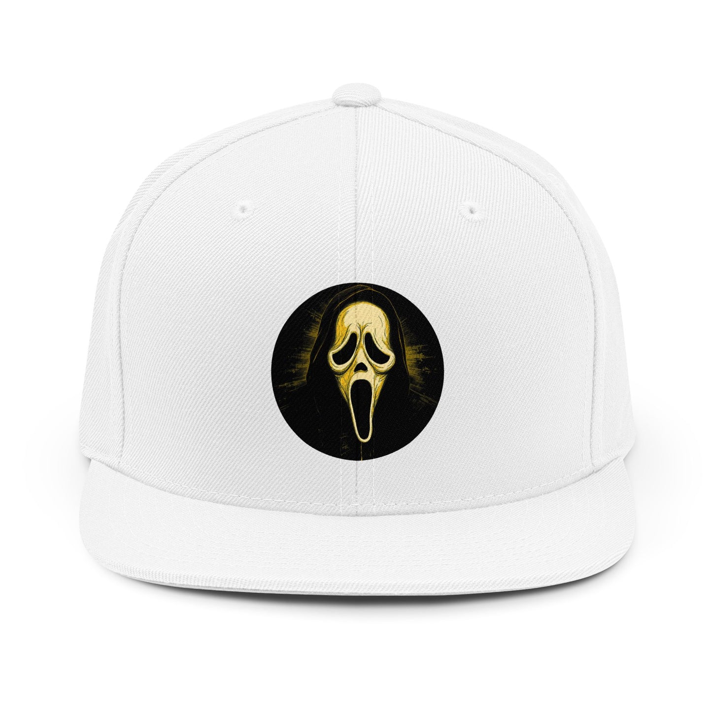 Snapback Hat — Scream Mask Graphic Baseball Cap (Horror Movie Fan, Halloween Costume)