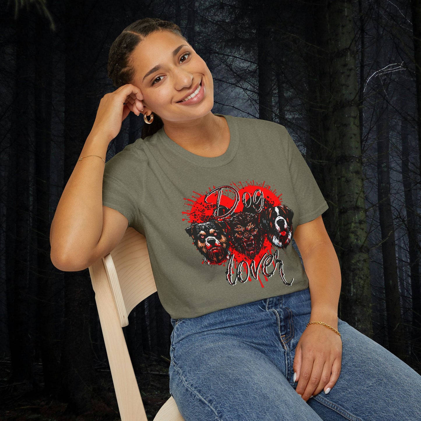 Dog Lover Hounds Of Hell Bloody heart Horror Fun Unisex Softstyle T-Shirt Animal Dark Humor Shirt