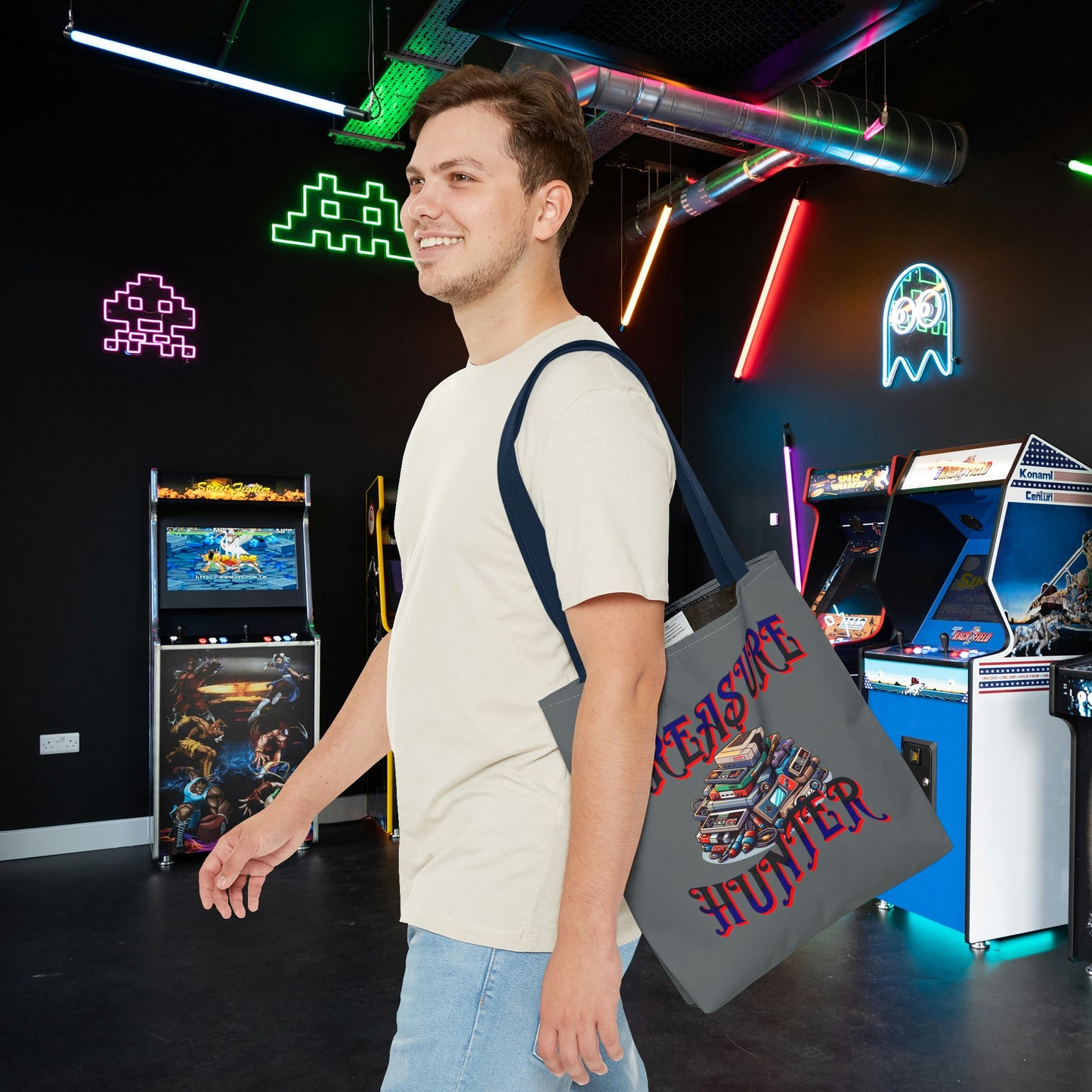 Treasure Hunter Retro Video Gamer Tote Bag (AOP) Collectors Vintage Games and Gaming