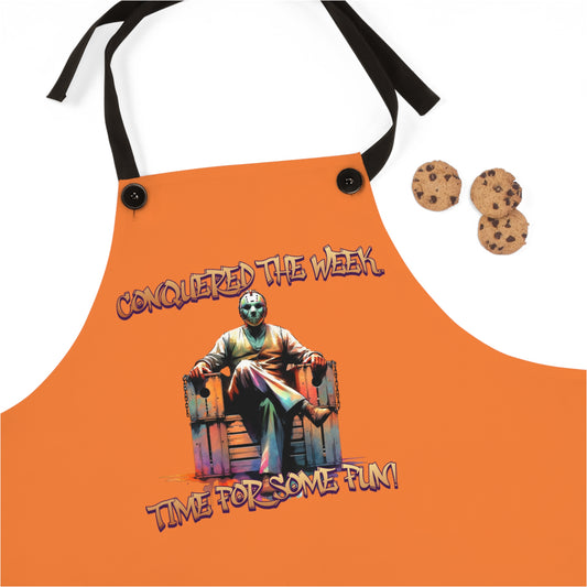 TGIF Conquered The Week Jason In Business Apparel Voorhees Friday Horror Fun Cooking BBQ Apron (AOP)