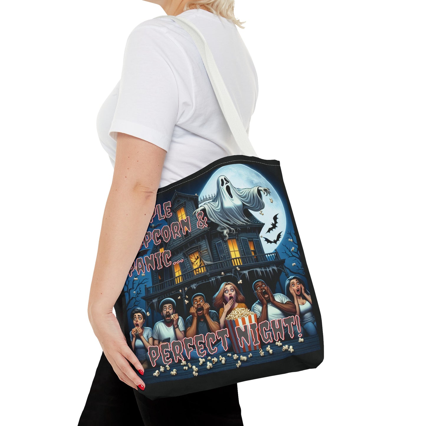 People Popcorn & Panic Perfect Night Shoulder Tote Bag (AOP)