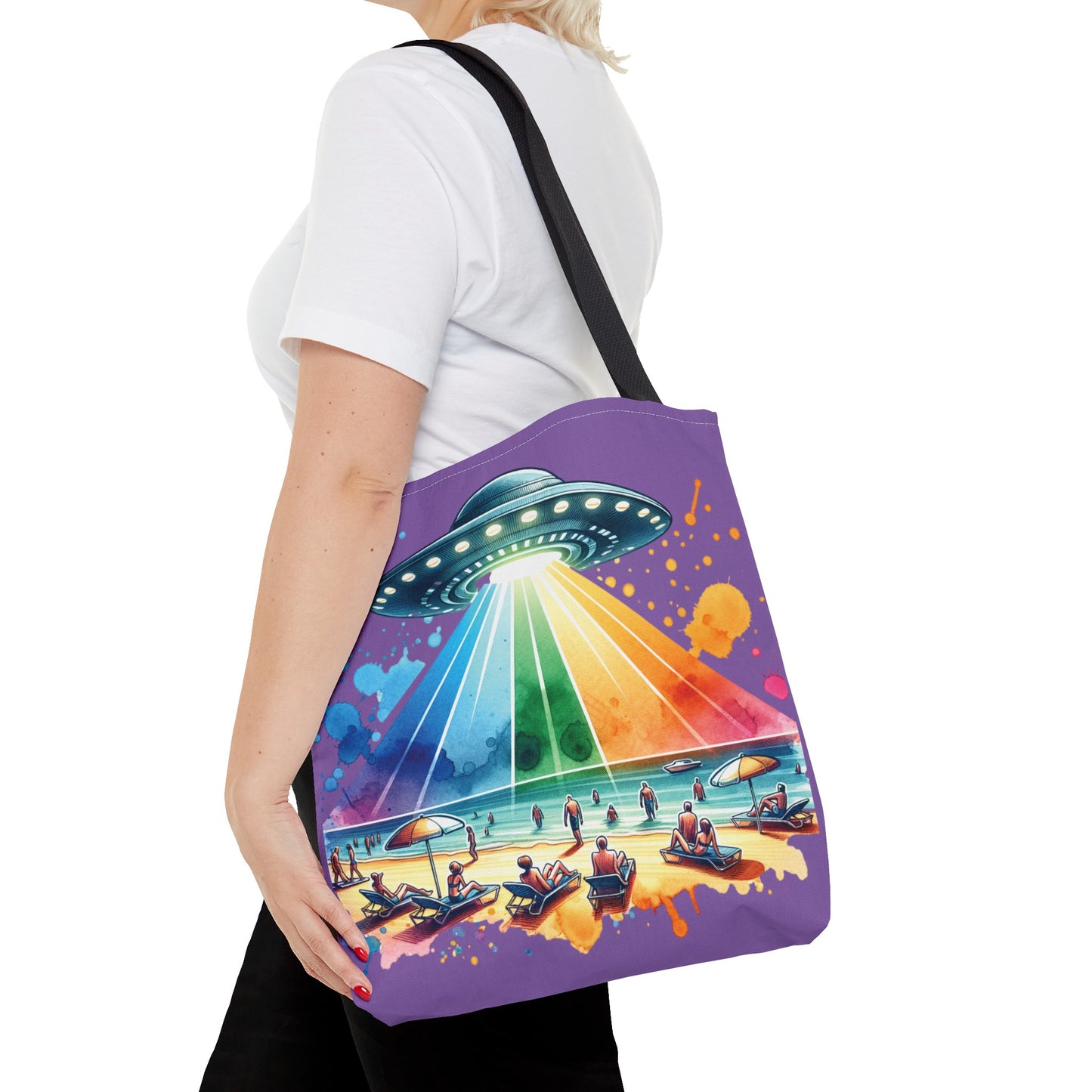 Summerween UFO Beach Day Shoulder Tote Bag (AOP) 3 Sizes