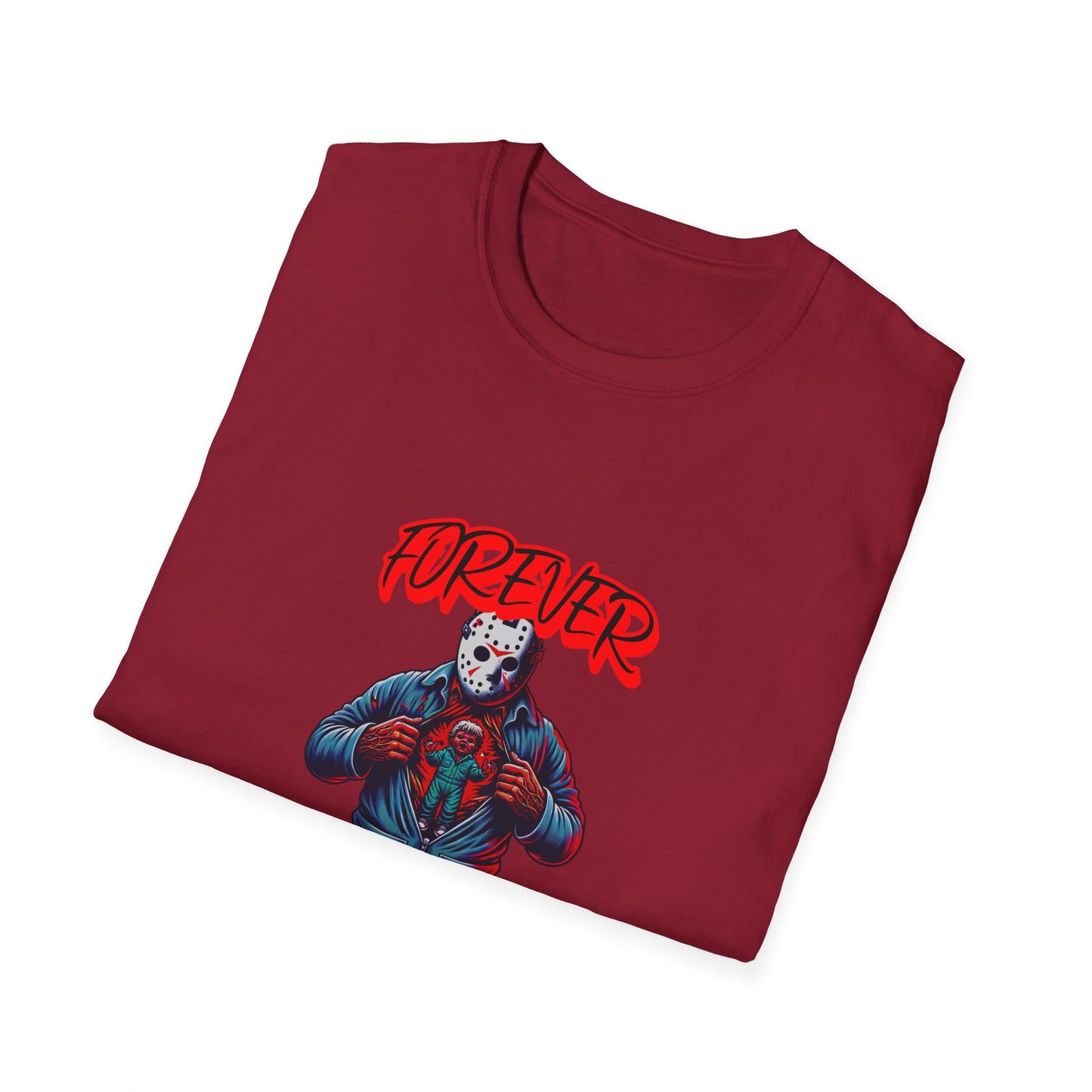 Horrorvational Forever Young Horror Fun Jason With The Mask On Voorhees Unisex Softstyle T-Shirt Friday Shirt