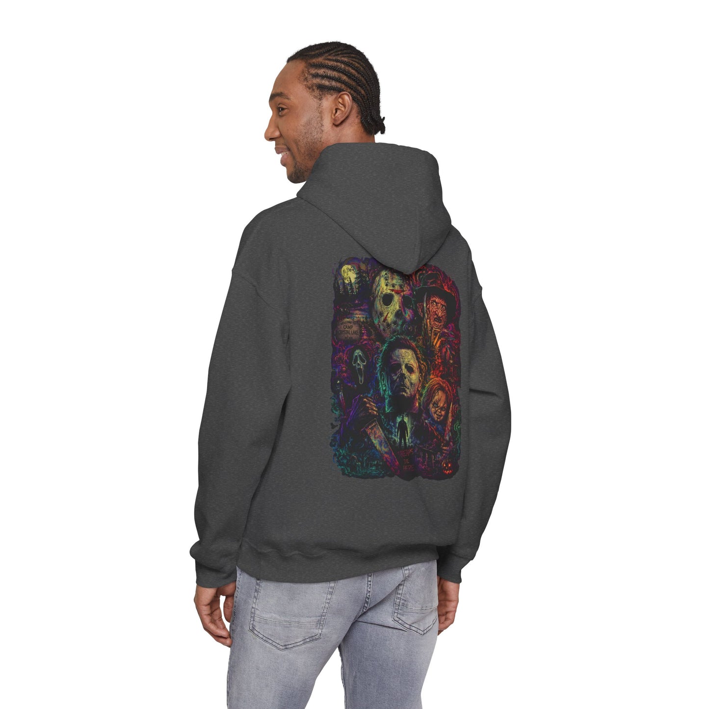 Horror Icons Hoodie — Vintage Slasher Collage Sweatshirt