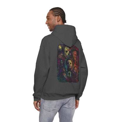 Horror Icons Hoodie — Vintage Slasher Collage Sweatshirt