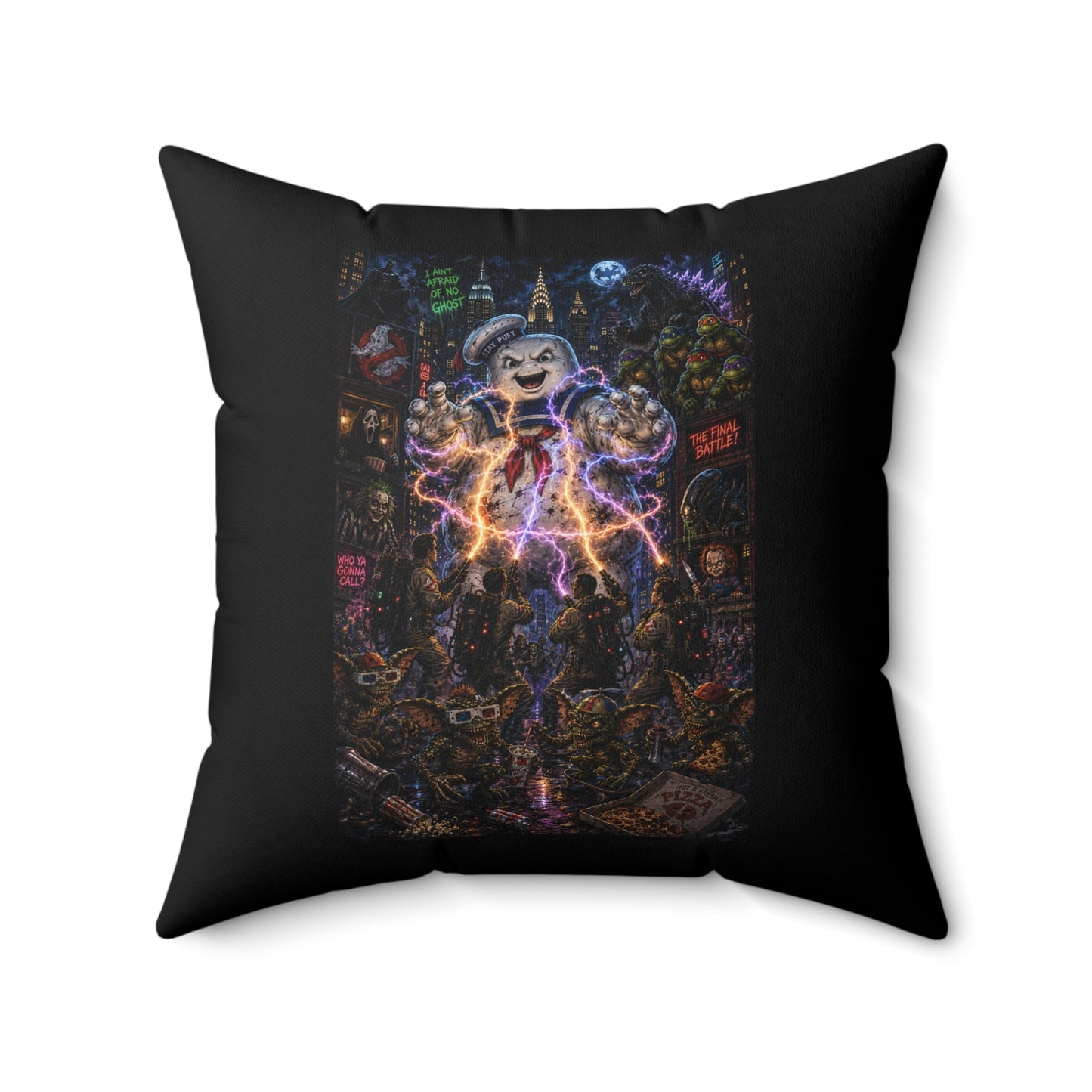 80's Horror Retro Halloween Throw Pillow Decorative Cushion