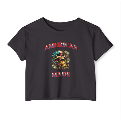 Crop Top - American Made Skull Money Design