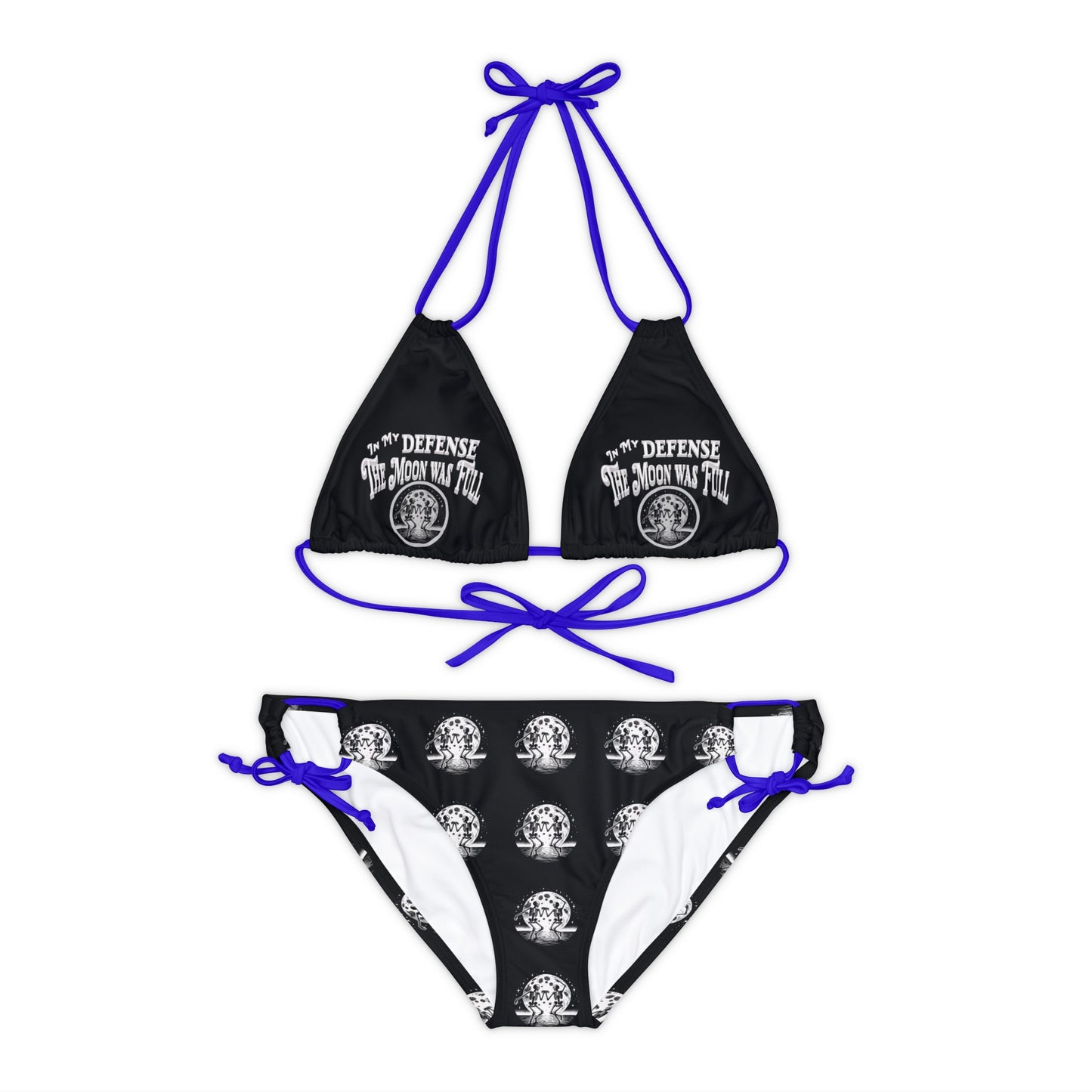 Summerween It's Not My Fault, The Moon Was Full Dancing Skeleton Strappy Bikini Set Swimsuit(AOP)