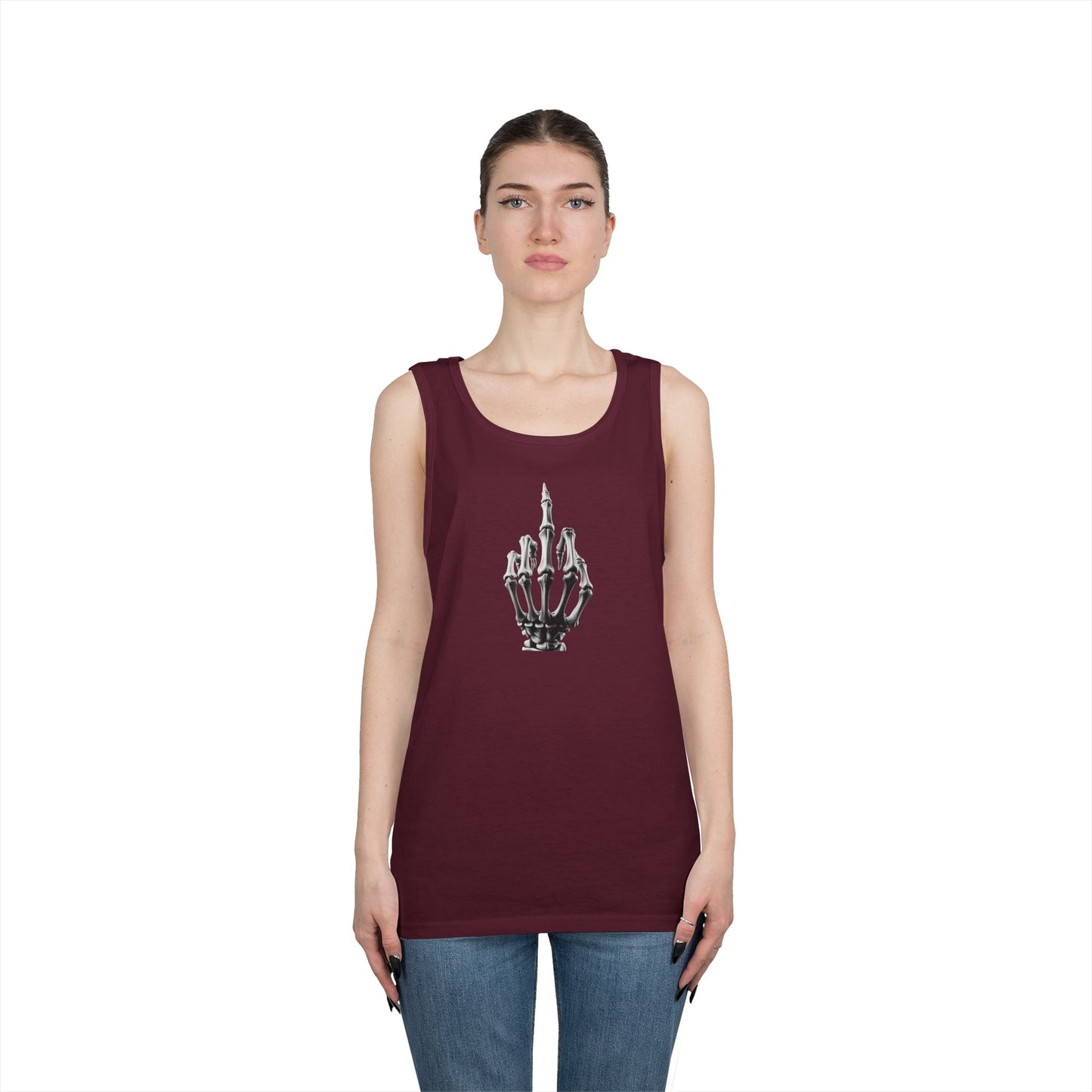 Skeleton Hand Middle Finger Tank Top – Edgy Skull Finger