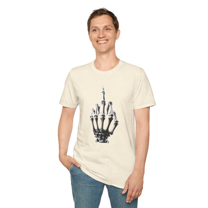 Skeleton Middle Finger T-Shirt — Edgy Gothic Graphic Tee