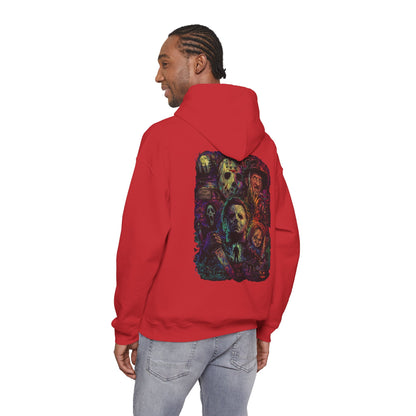 Horror Icons Hoodie — Vintage Slasher Collage Sweatshirt