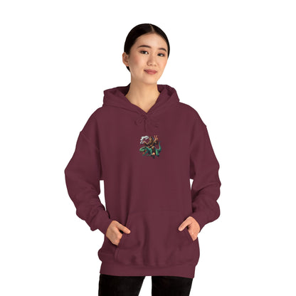 Bigfoot Riding Dinosaur Hoodie — Retro Smoking Sasquatch Graphic Sweatshirt