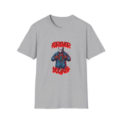 Horrorvational Forever Young Horror Fun Jason With The Mask On Voorhees Unisex Softstyle T-Shirt Friday Shirt