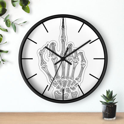 Spooky Skeleton Middle Finger Wall Clock