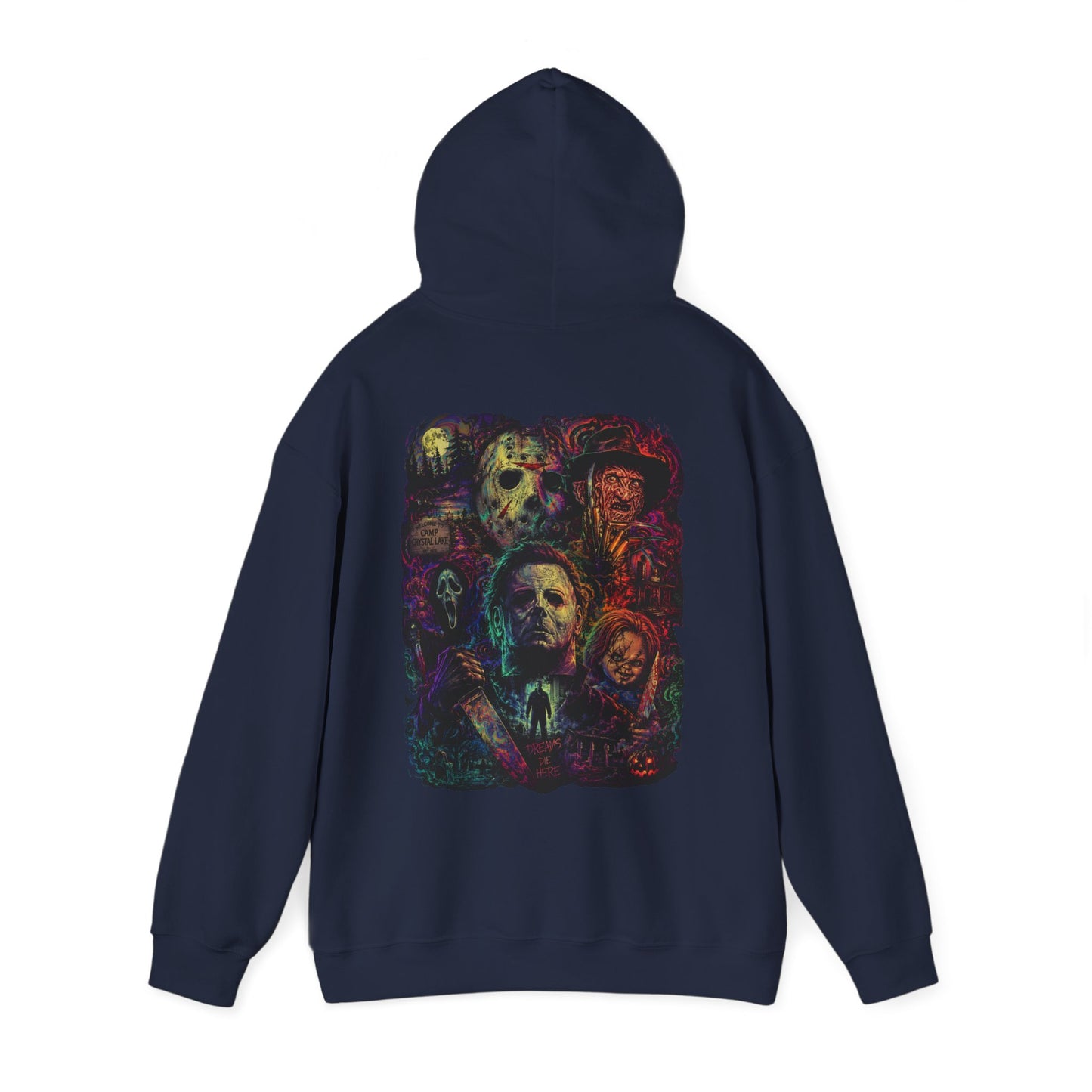 Horror Icons Hoodie — Vintage Slasher Collage Sweatshirt