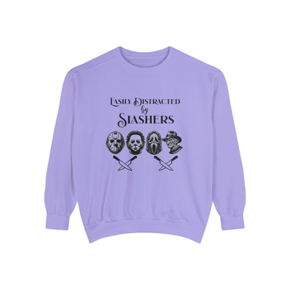 Easily Distracted by Slashers - Jason Michael Freddy Ghostface Horror Sweatshirt Unisex Garment-Dyed Sweatshirt