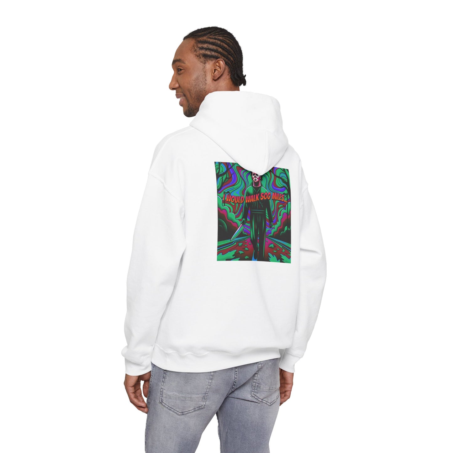 Psychedelic Road Trip Michael Hoodie – "Would Walk 500 Miles" Graphic Pullover