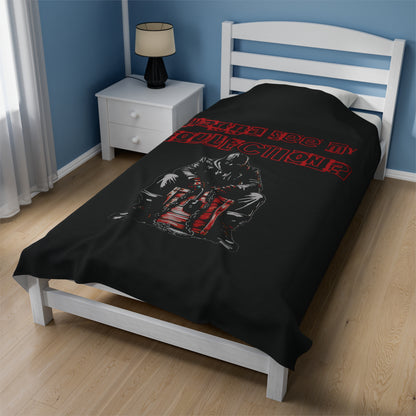 The Collector Inspired Wanna See My Collection? Horror Halloween Collecting Fun Velveteen Plush Throw Blanket