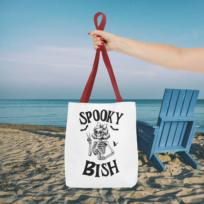 Spooky Bish Skeleton With Sunglasses and Peace Sign Gothic Horror Fun Beach Lunch Carry Tote Bag (AOP)