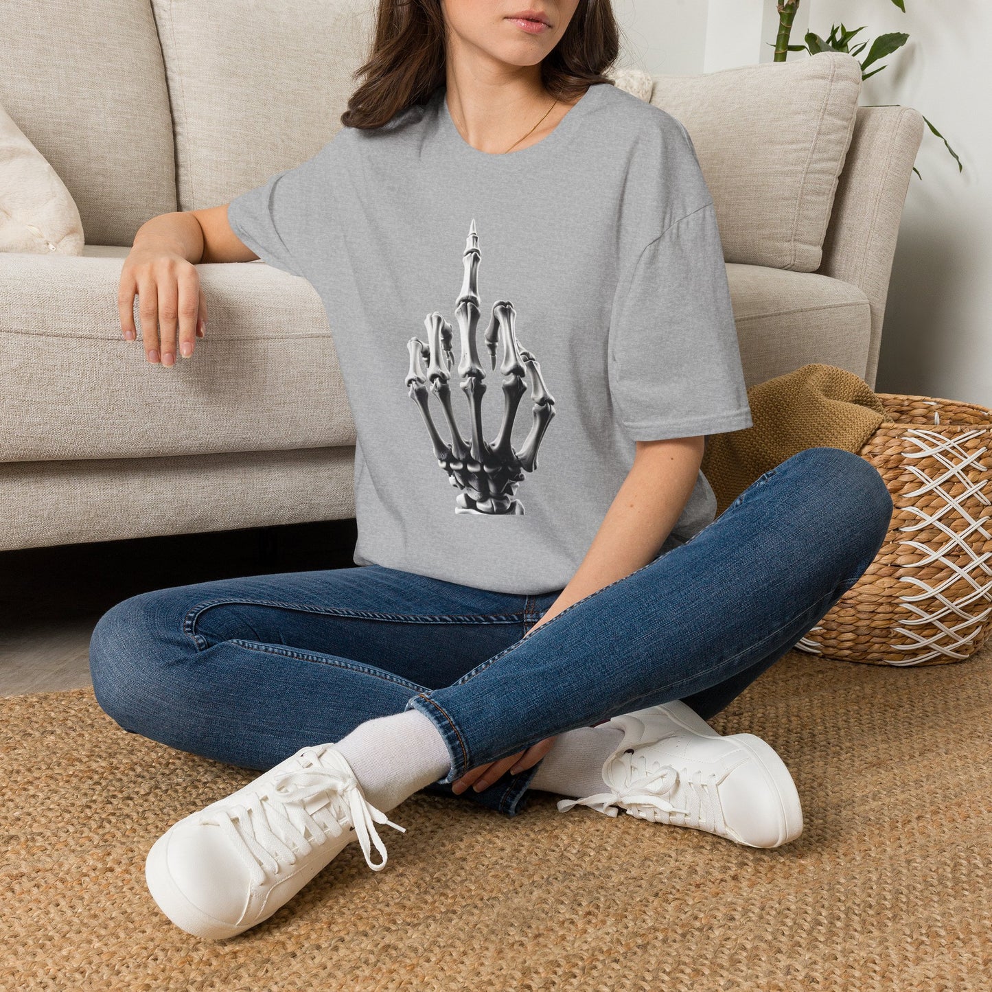 Skeleton Middle Finger T-Shirt — Edgy Gothic Graphic Tee