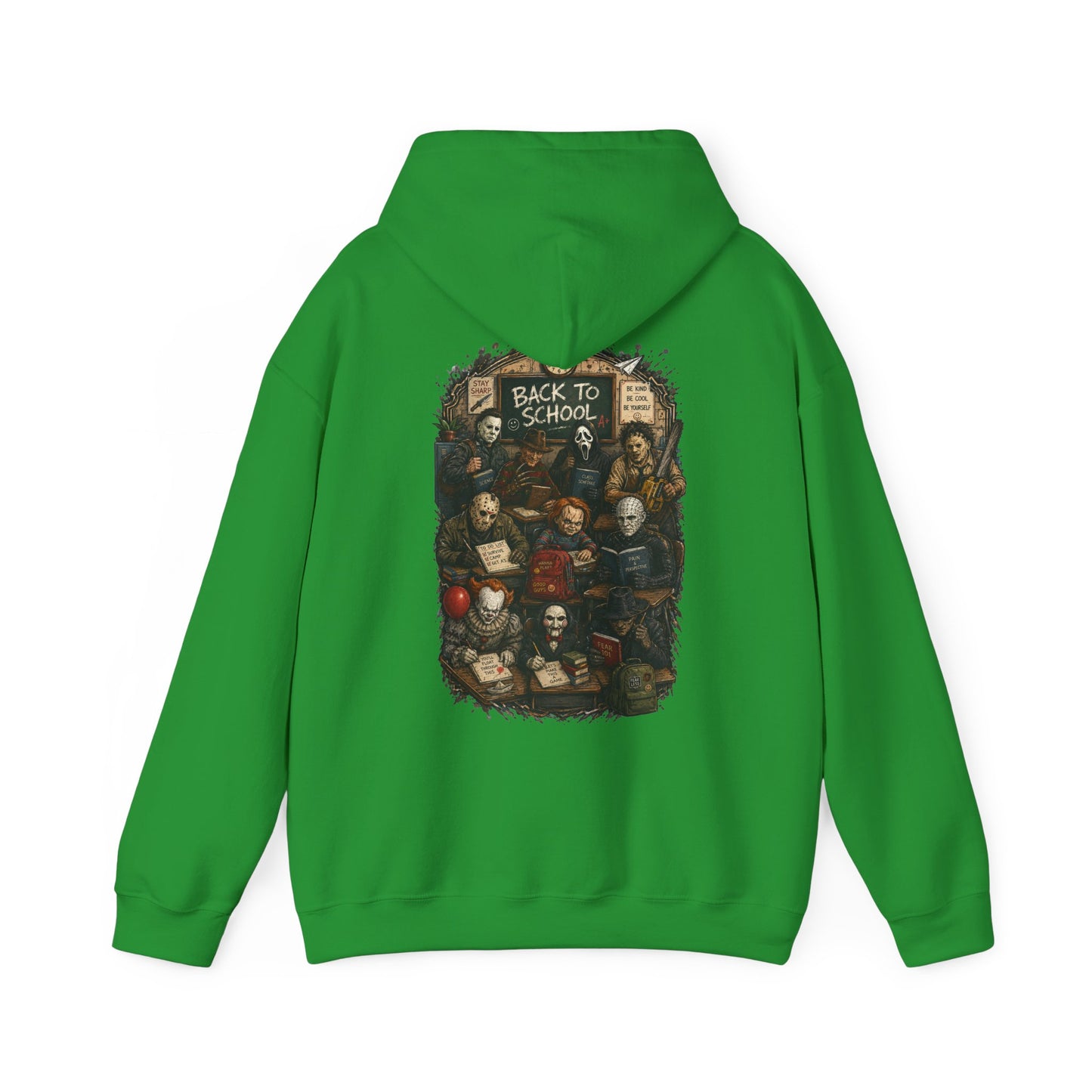 Horror Icons "Back to School" Hoodie — Vintage Movie Villains Graphic Sweatshirt