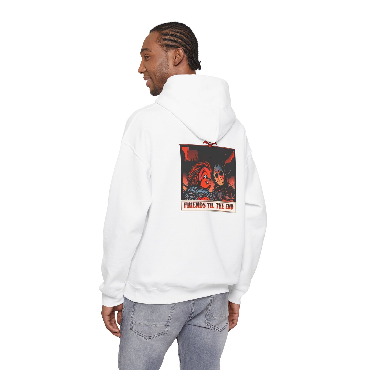 Hoodie - Friends Til The End Horror Movie Icon Friends Graphic Hoodie