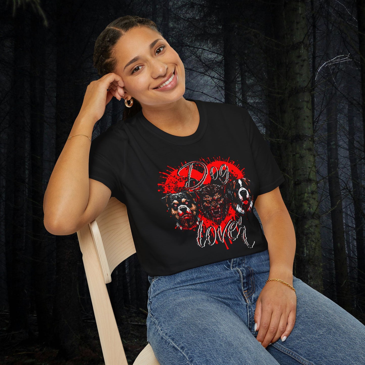 Dog Lover Hounds Of Hell Bloody heart Horror Fun Unisex Softstyle T-Shirt Animal Dark Humor Shirt