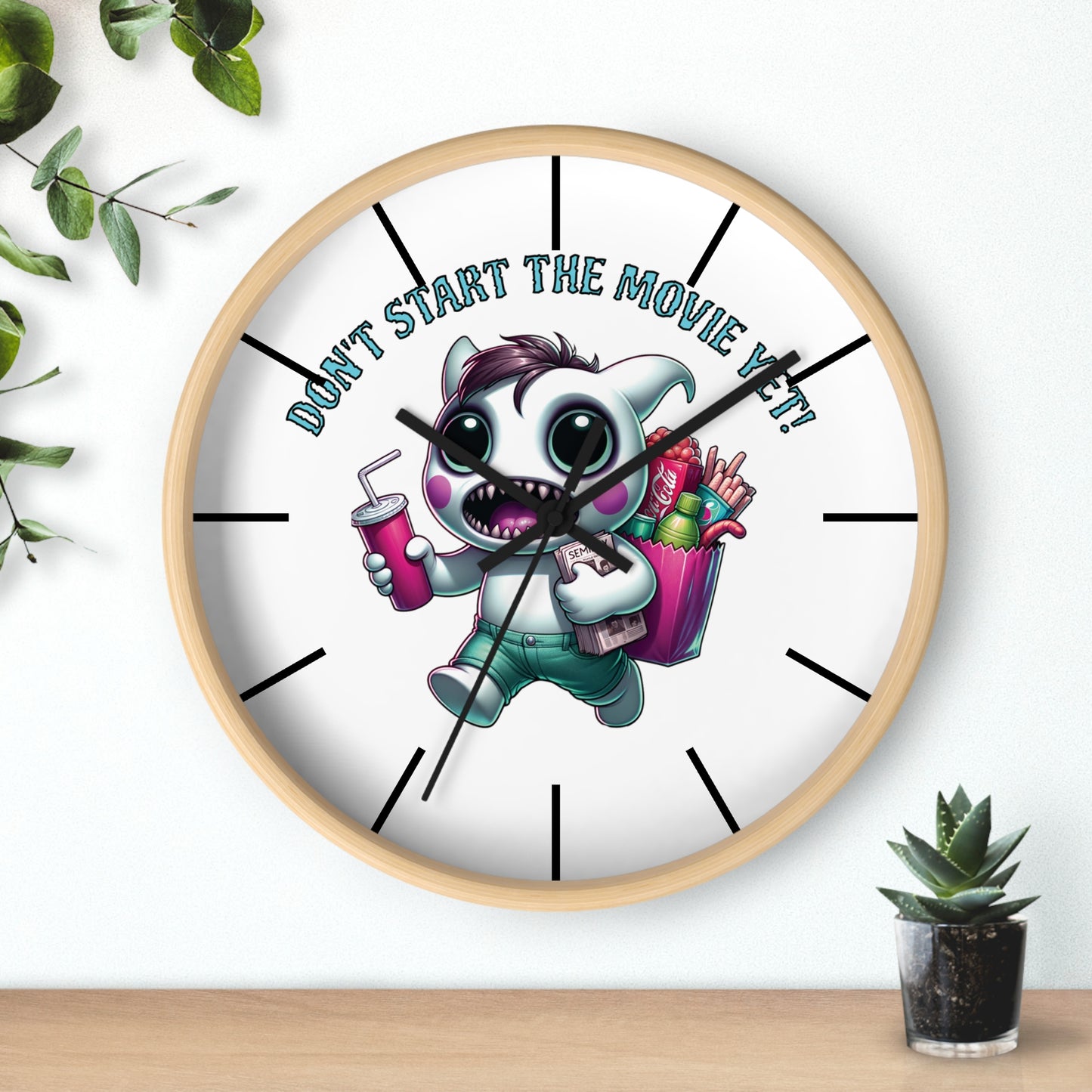 Summerween Don't Start The Movie Cute Monster Wall Clock