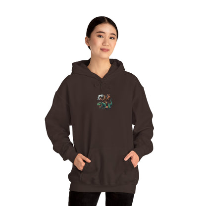 Bigfoot Riding Dinosaur Hoodie — Retro Smoking Sasquatch Graphic Sweatshirt