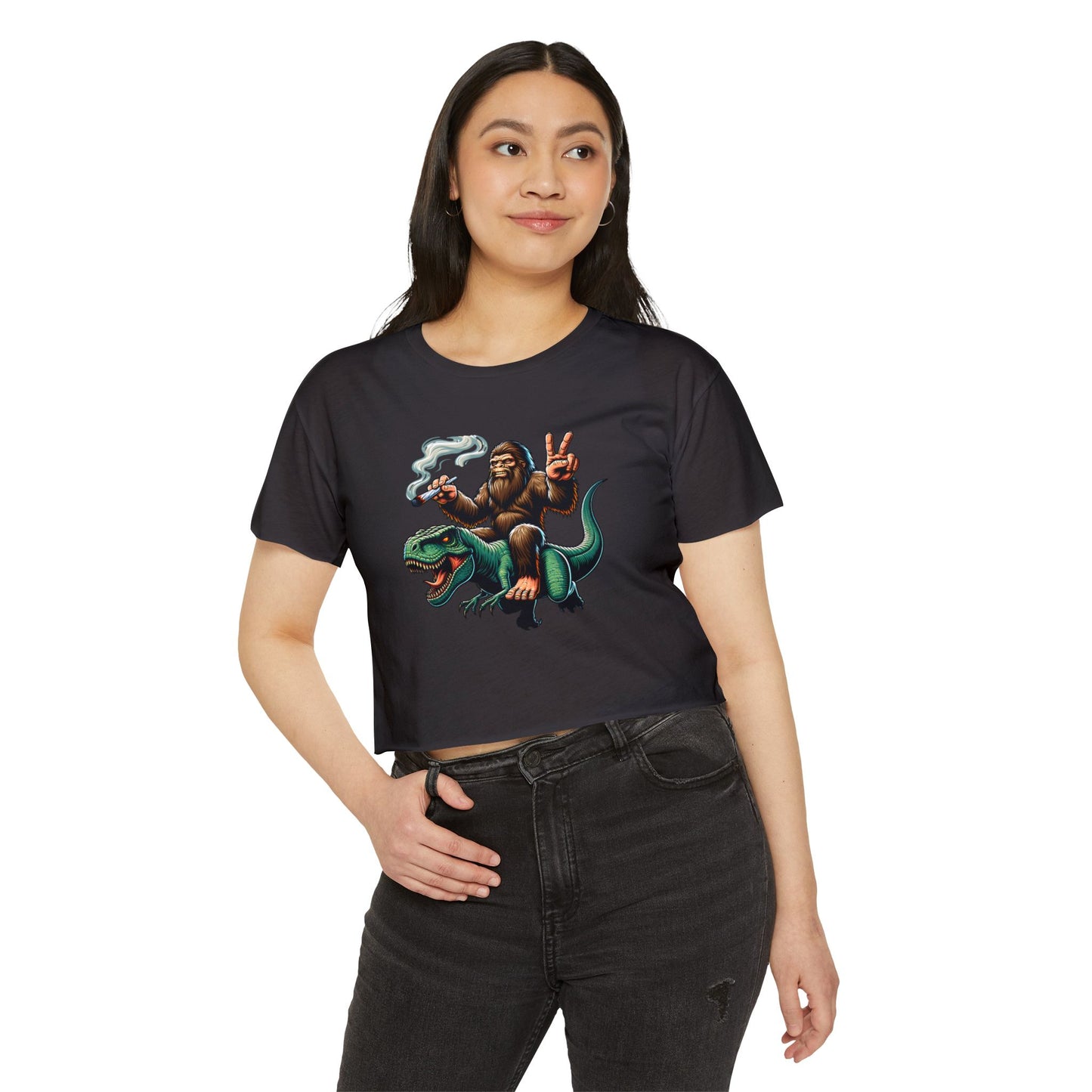 Bigfoot & T Rex Best Friends Women's Crop Top