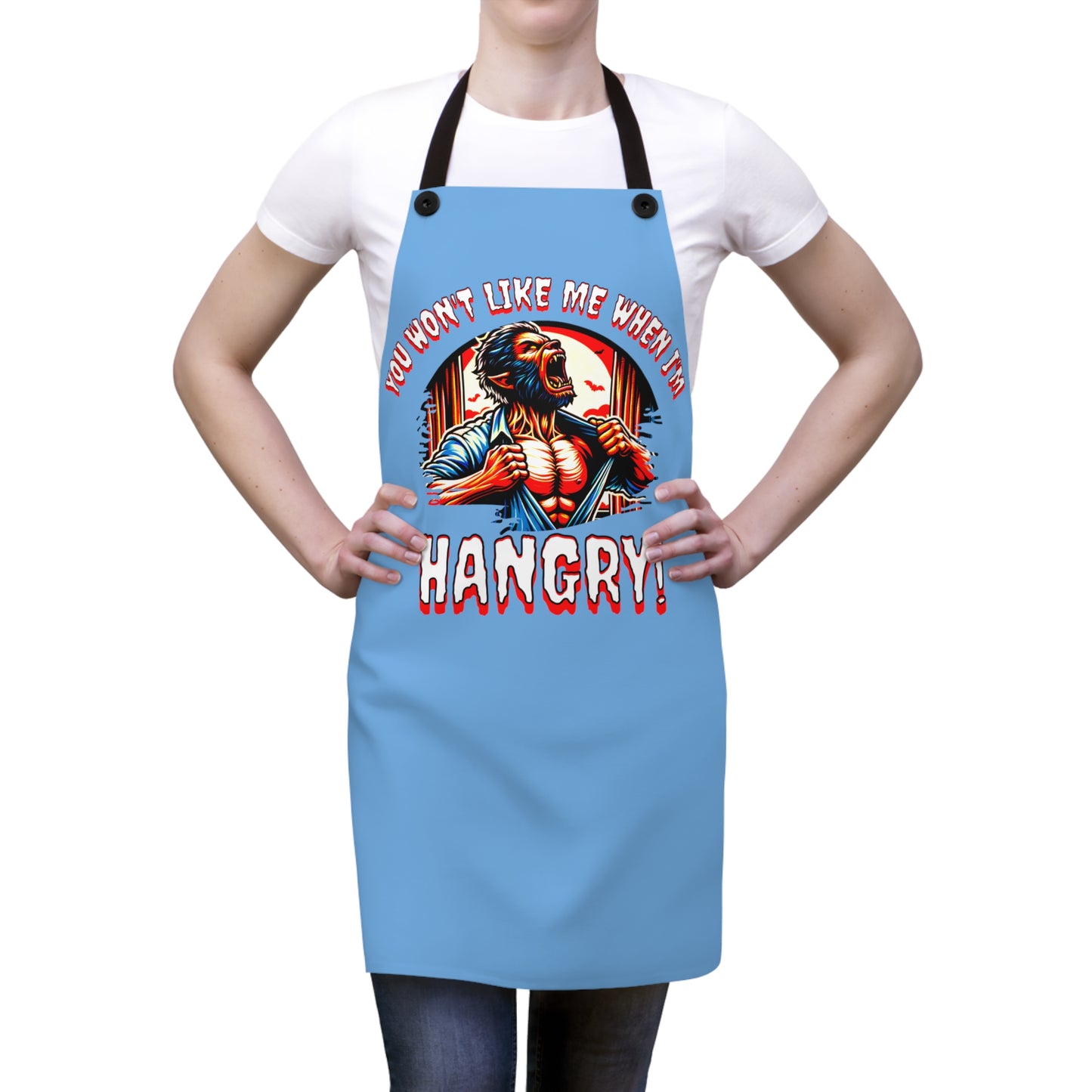 You Won't Like Me When I'm Hangry Werewolf Horror Fun Cooking BBQ Chef Kitchen Apron (AOP)