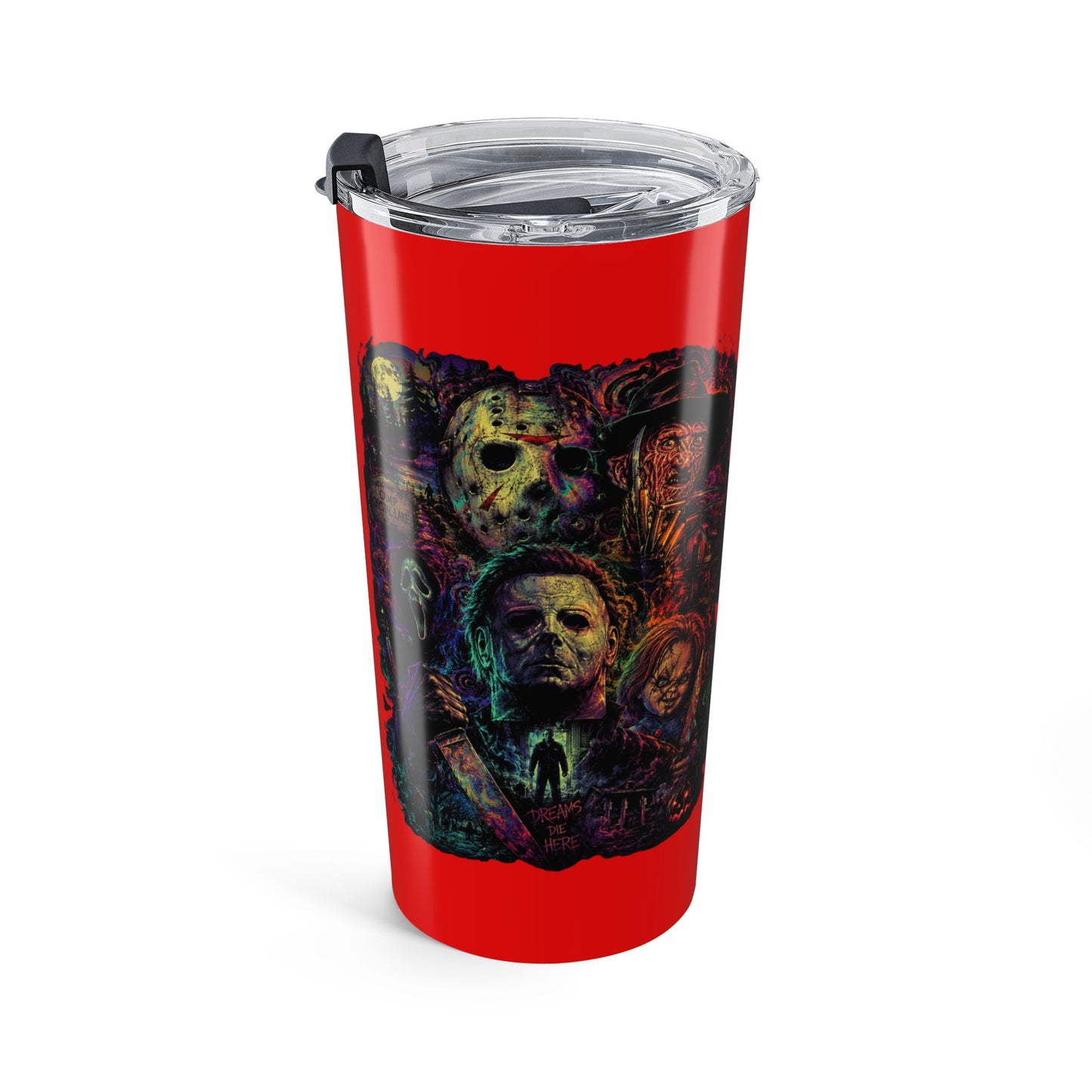20oz Horror Icons Tumbler — Colorful Psychedelic Travel Mug