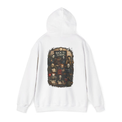 Horror Icons "Back to School" Hoodie — Vintage Movie Villains Graphic Sweatshirt