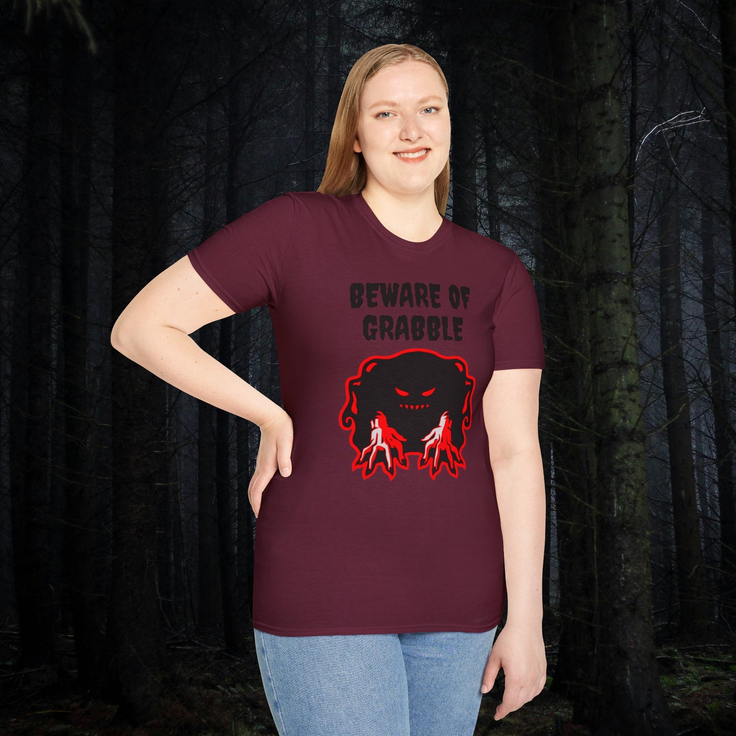 Nightmare Collectibles Beware Of Grabble Unisex Softstyle T-Shirt Horror Fun Shirt