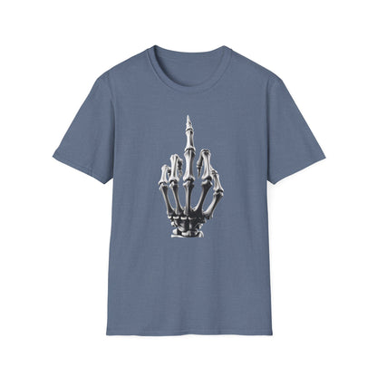 Skeleton Middle Finger T-Shirt — Edgy Gothic Graphic Tee
