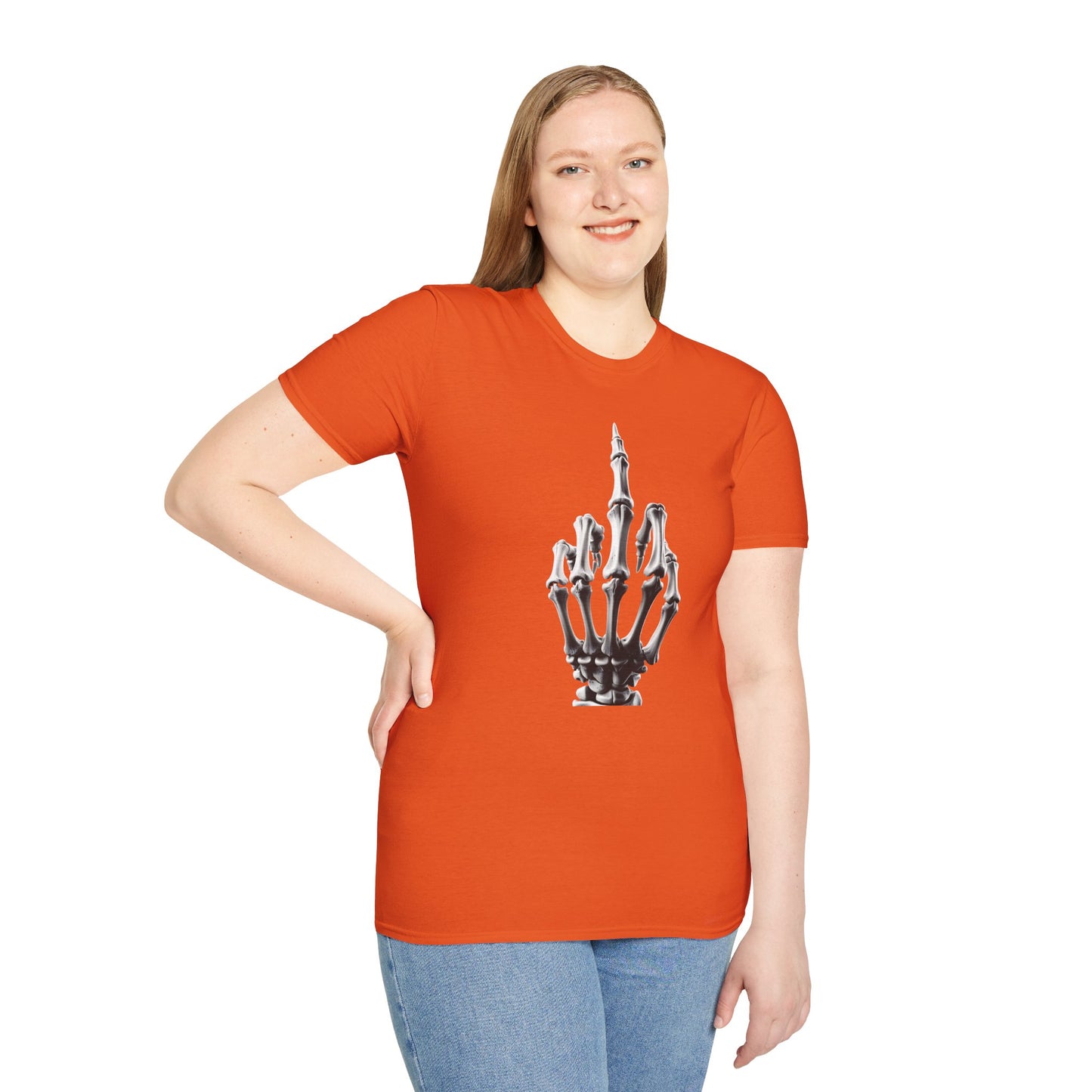 Skeleton Middle Finger T-Shirt — Edgy Gothic Graphic Tee