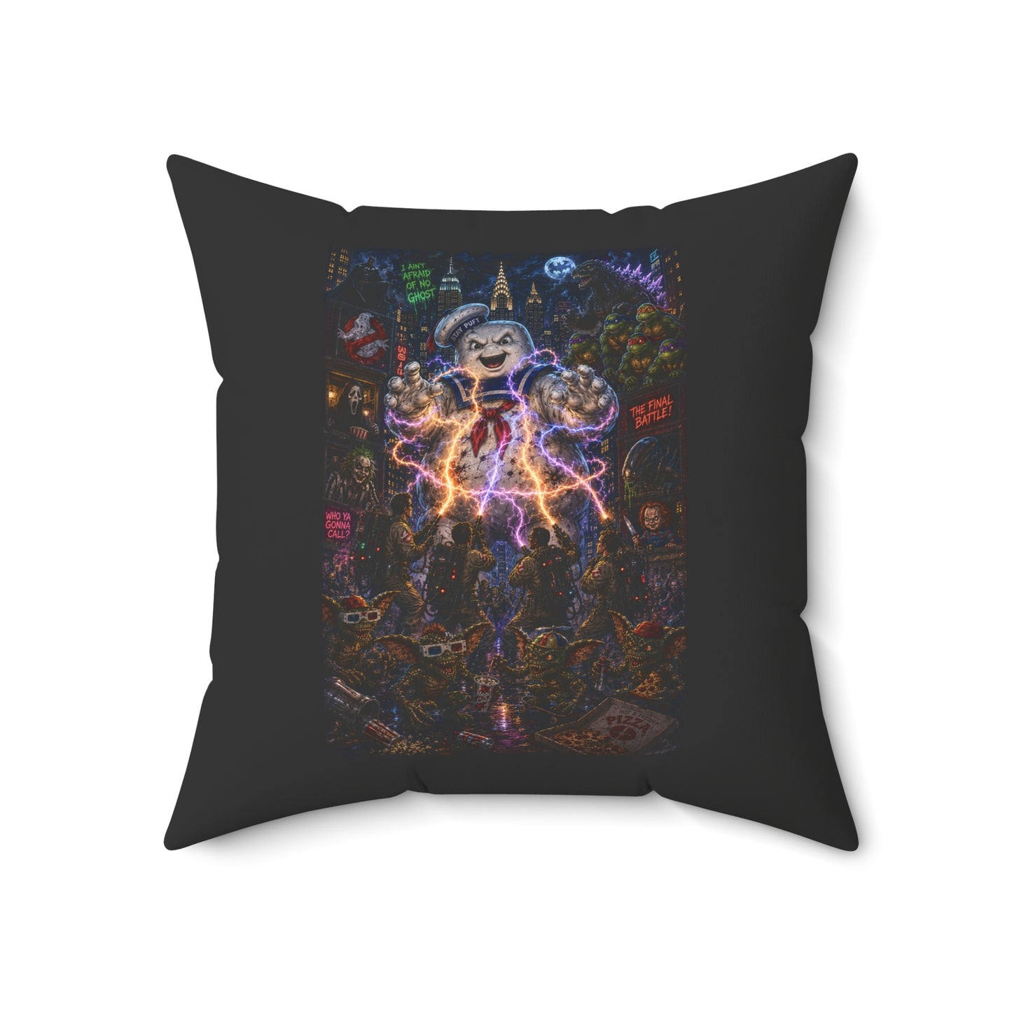 80's Horror Retro Halloween Throw Pillow Decorative Cushion