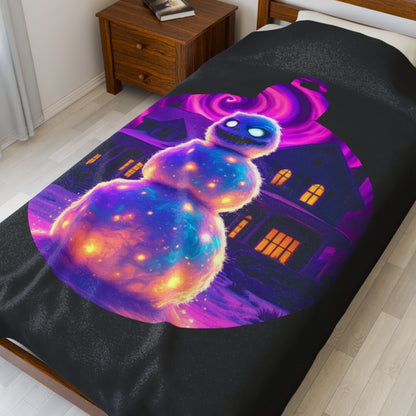 Cosmic Snowman Velveteen Plush Blanket — Glowing Ornament Holiday Throw