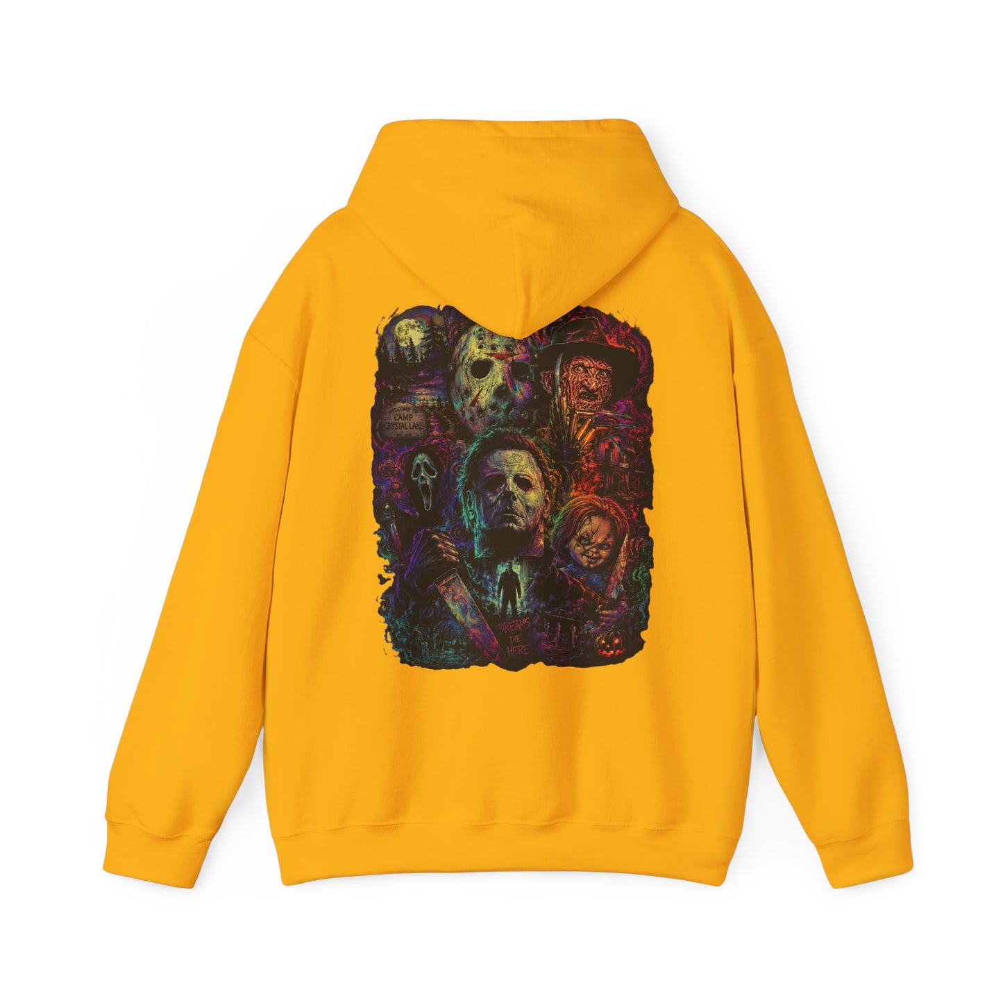 Horror Icons Hoodie — Vintage Slasher Collage Sweatshirt