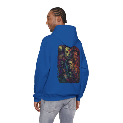 Horror Icons Hoodie — Vintage Slasher Collage Sweatshirt