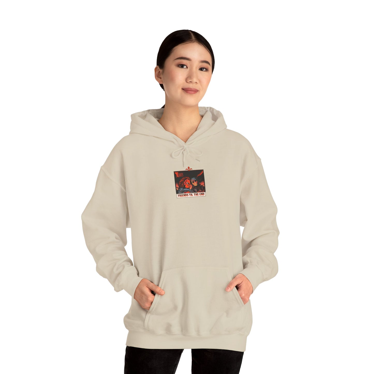 Hoodie - Friends Til The End Horror Movie Icon Friends Graphic Hoodie