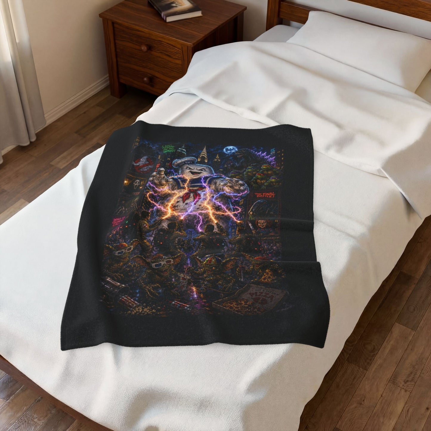 80's Retro Horror Movie Plush Blanket Throw for Fans