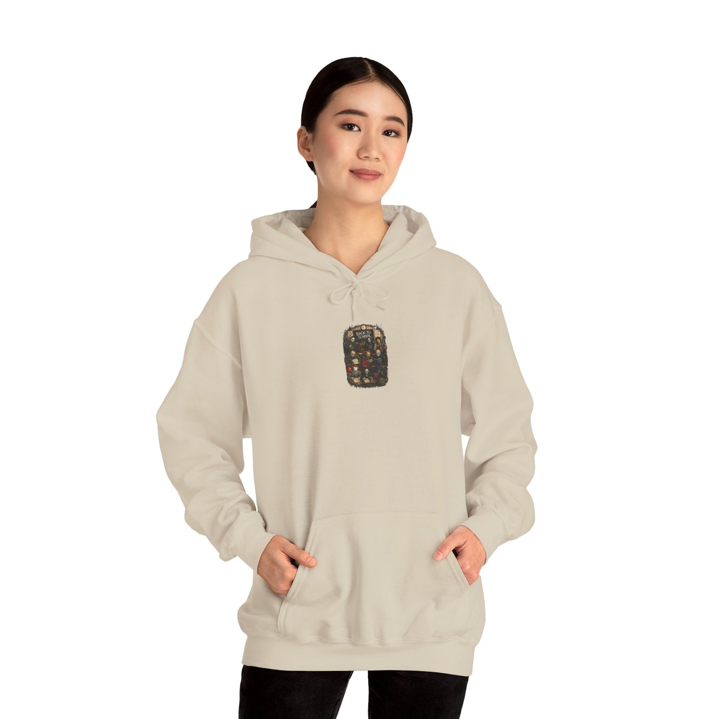 Horror Icons "Back to School" Hoodie — Vintage Movie Villains Graphic Sweatshirt