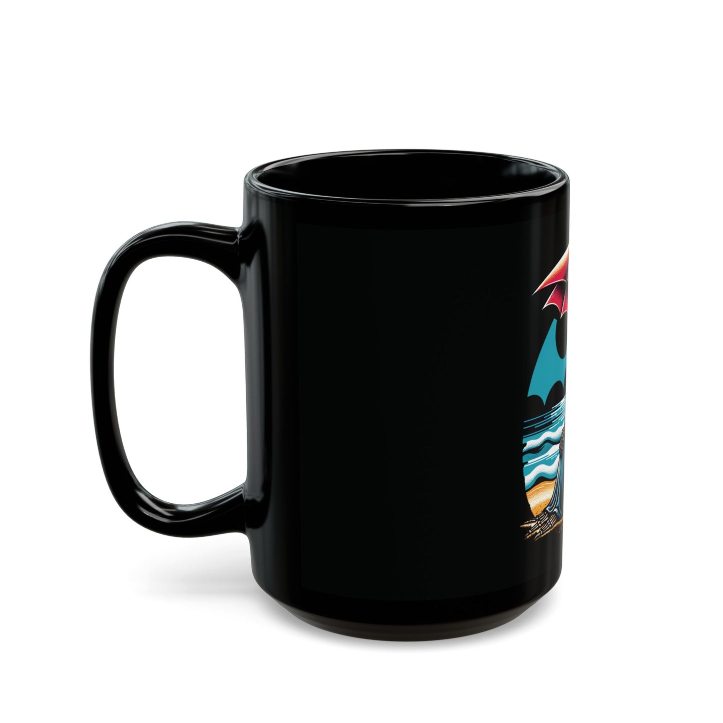 Summerween Grim Reaper Taking A Day Off Black Coffee Mug Tea Cup (11oz, 15oz)