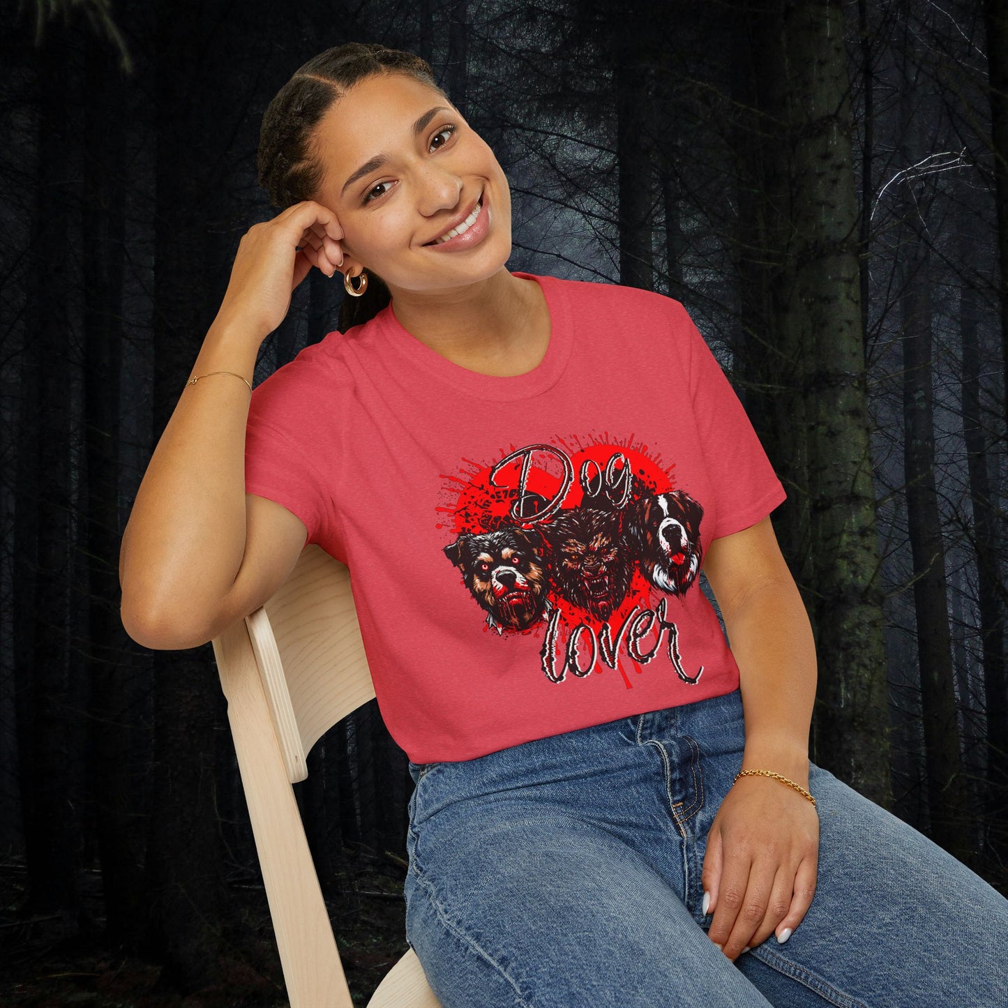 Dog Lover Hounds Of Hell Bloody heart Horror Fun Unisex Softstyle T-Shirt Animal Dark Humor Shirt