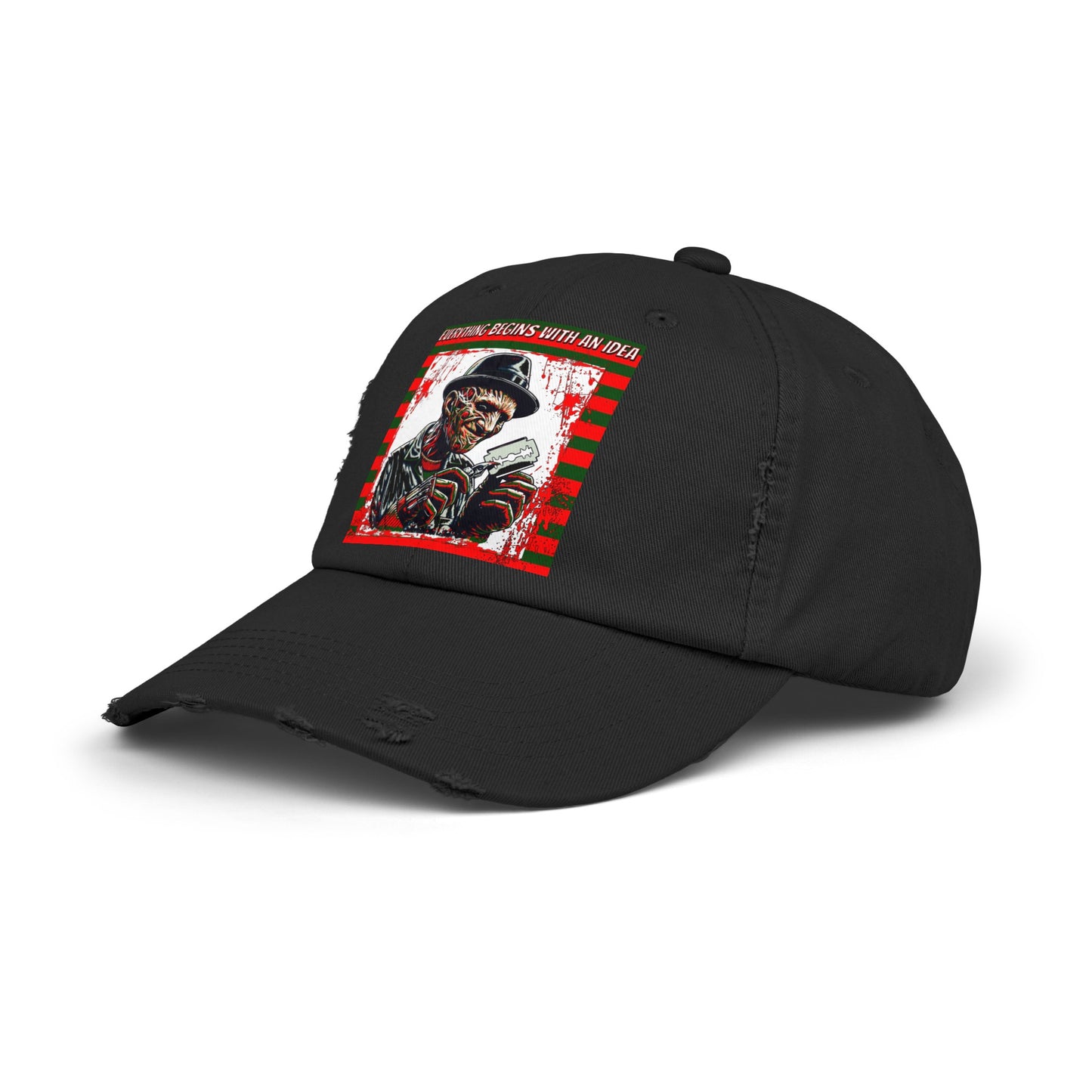 Horrorvational - Everything Begins With An Idea Nightmare Unisex Distressed Cap Elm Street Freddy