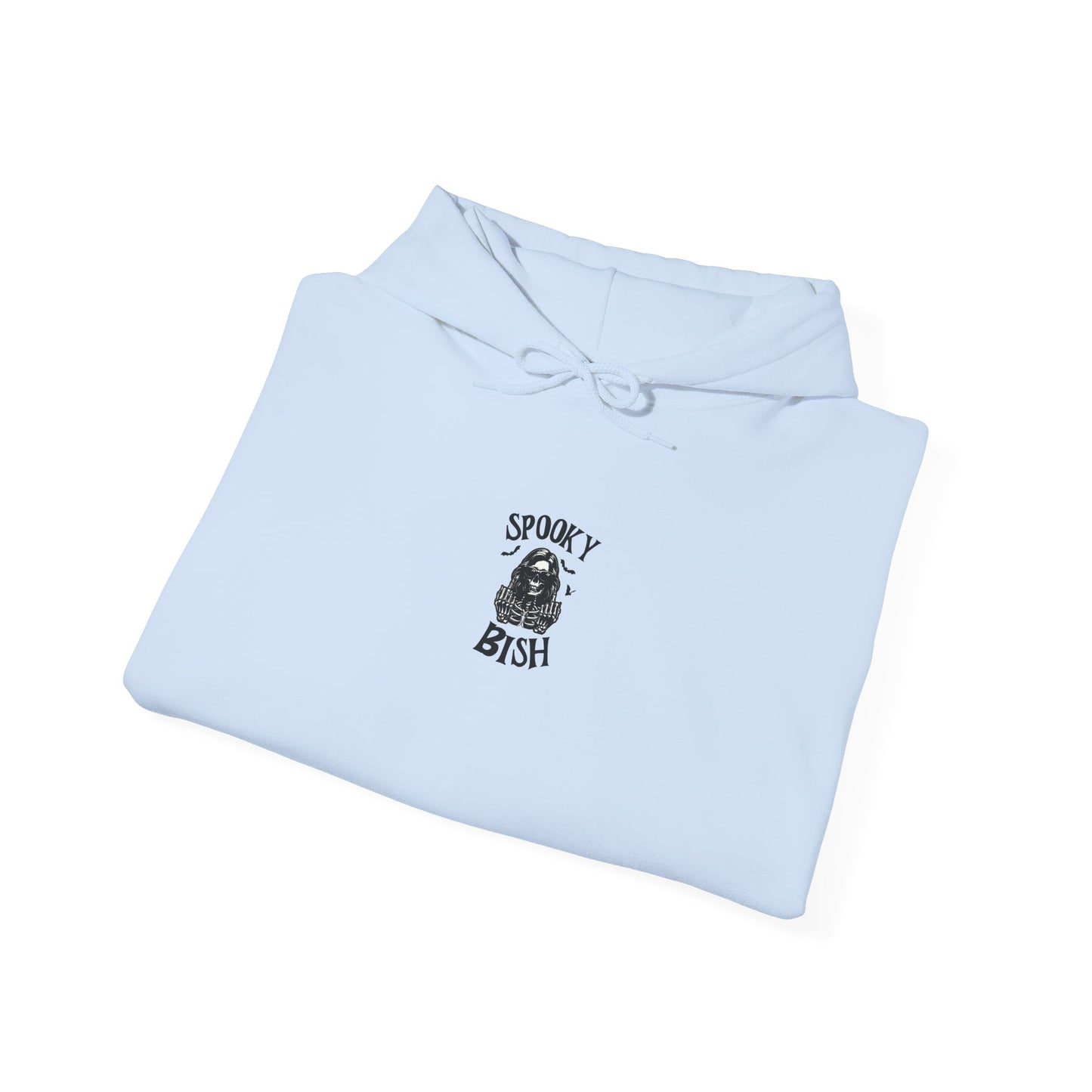 Spooky Bish Hoodie — Skeleton Finger and Sunglasses Design