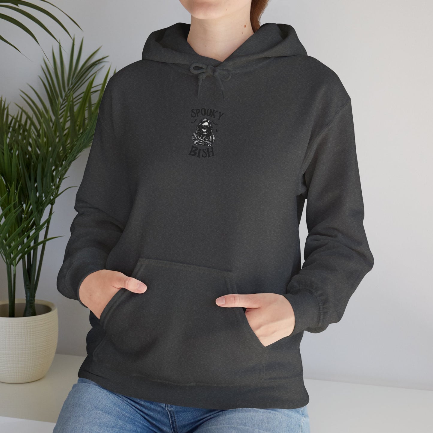 Spooky Bish Hoodie — Skeleton Finger and Sunglasses Design