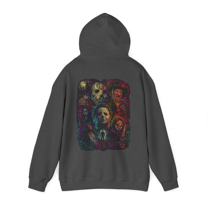 Horror Icons Hoodie — Vintage Slasher Collage Sweatshirt