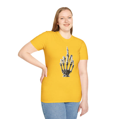 Skeleton Middle Finger T-Shirt — Edgy Gothic Graphic Tee